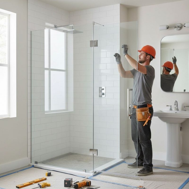 Glass Shower Door Installation detail